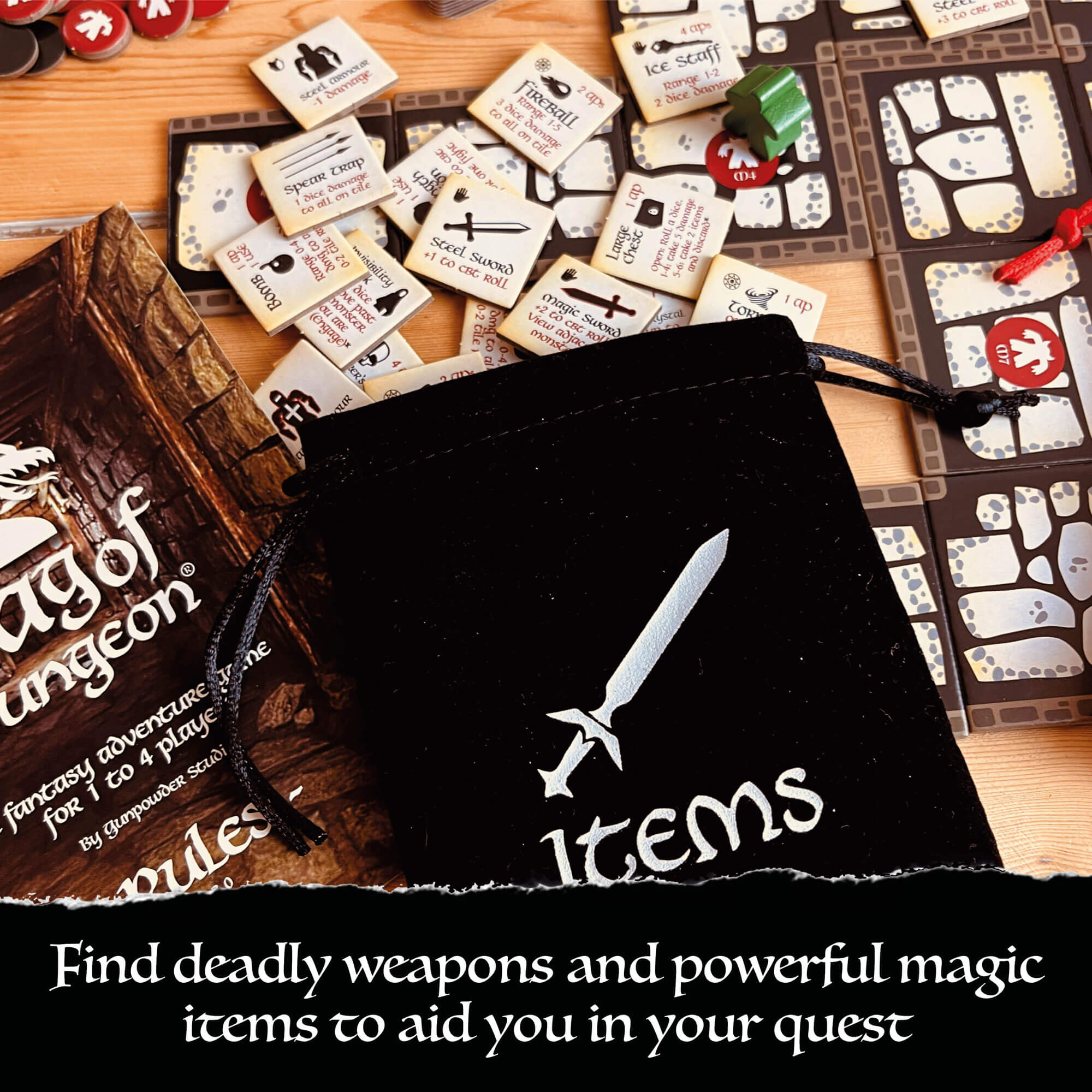 Find deadly weapons and powerful magic items to aid you in your quest