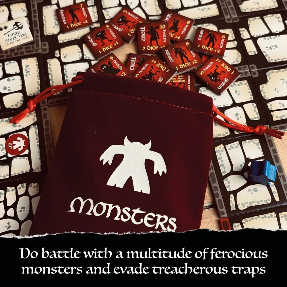 Bag of Dungeon is a fantasy crawler adventure board game | Enter the dragon's lair | 1-4 Players | Age 7+ | Simple-to-play | Travel Friendly | Tabletop RPG | Classic sword and sorcery gaming in a bag Bag of Dungeon is a fantasy crawler adventure board game | Enter the dragon's lair | 1-4 Players | Age 7+ | Simple-to-play | Travel Friendly | Tabletop RPG | Classic sword and sorcery gaming in a bag